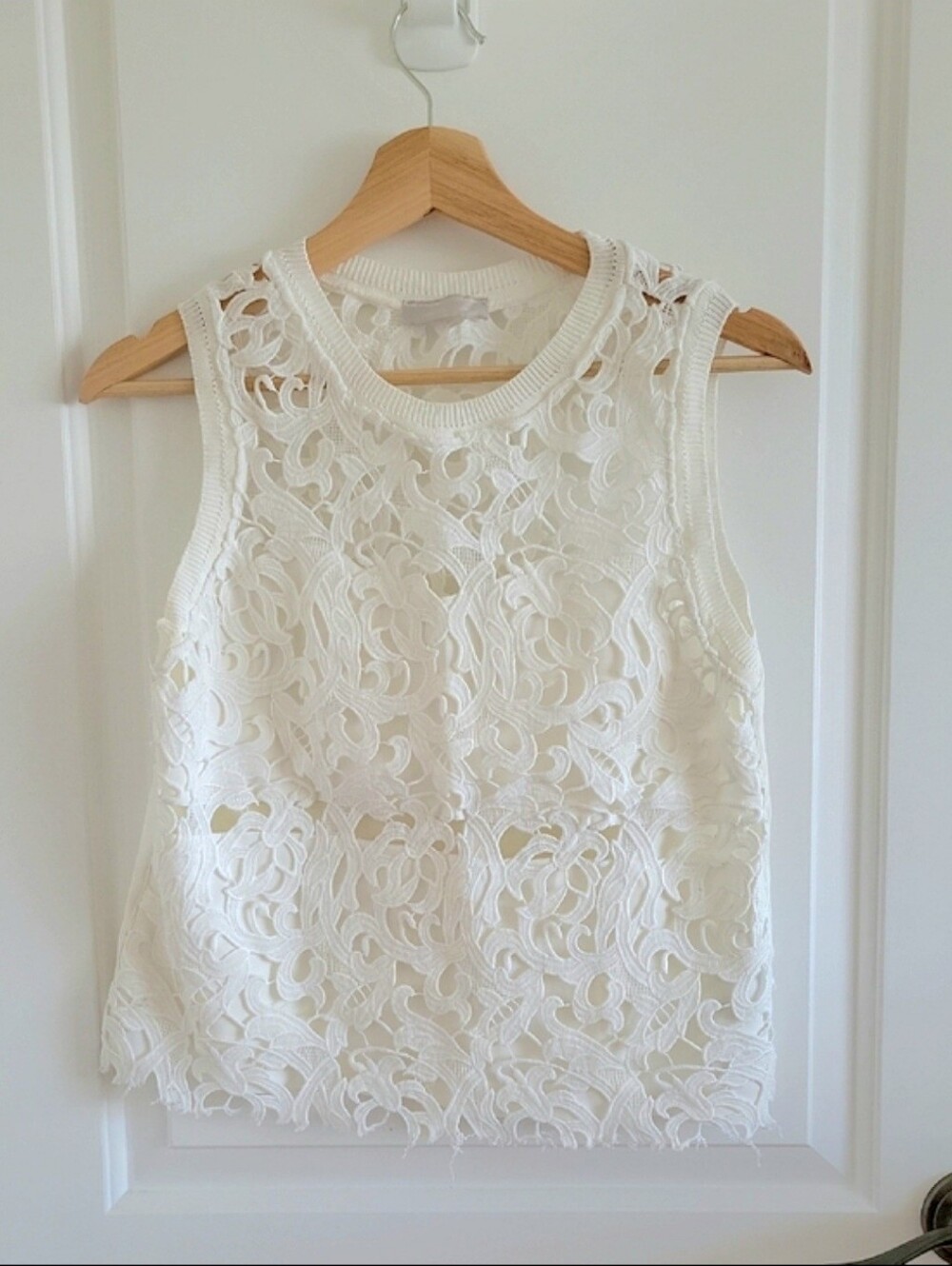 Zara White Cutout Lace Top Size Medium